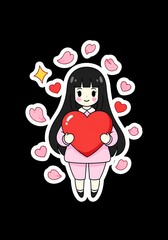 愛らしくハートを抱く