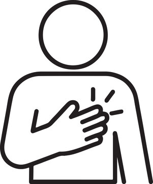 Heart Attack Symptom Icon - Chest Pain and Cardiovascular Emergency Medical Vector Outline