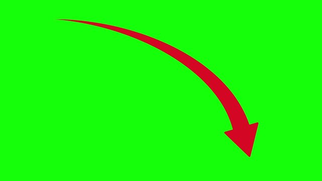 Red Line Downward Arrow Animation on Green Screen