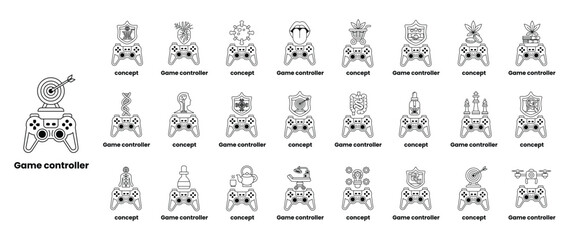 Obraz premium A collection of game controllers with a black and white background