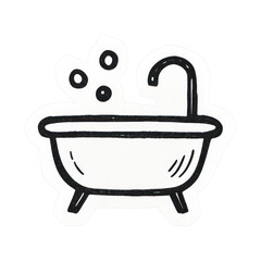 PNG Minimalist bathtub with bubbles