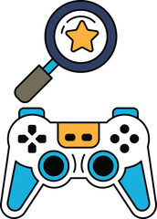A black and white image of a video game controller with a magnifying glass on to © toonsteb
