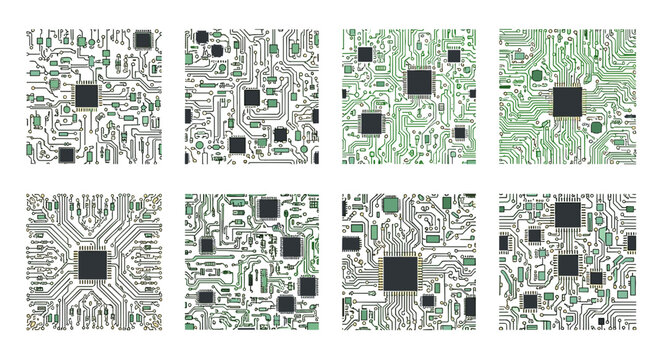 Collection of microchips and electronic circuit boards