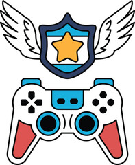 A black and white drawing of a video game controller © toonsteb