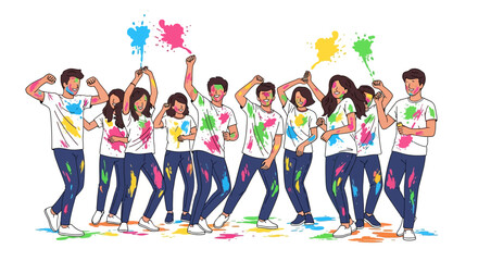 Fototapeta premium Energetic Holi Dancers Bursting With Color