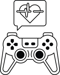 A black and white image of a video game controller with a heart on it © toonsteb