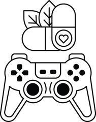 A video game controller with a heart on it and a pill on the right side © toonsteb