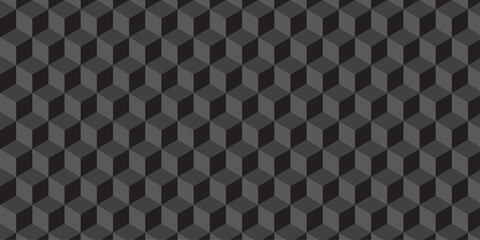 Black cube seamless creative cubes decoration triangle wall and wallpaper textile vector square tile, mosaic endless repeat hexagon block texture background.