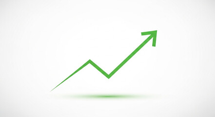 Green arrow graph showing upward trend on white background.