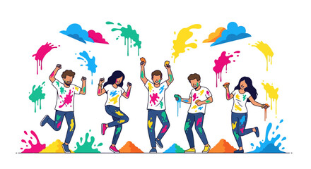 Vibrant Friends Dance in Holi Colors
