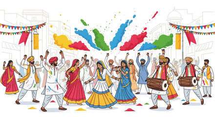 Vibrant Holi Color Explosion Street Party