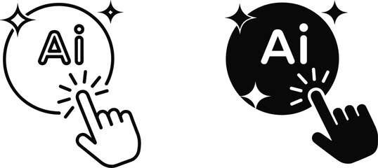 Artificial intelligence icon set, AI magic click button with sparkle for smart technology and digital generation © Billal