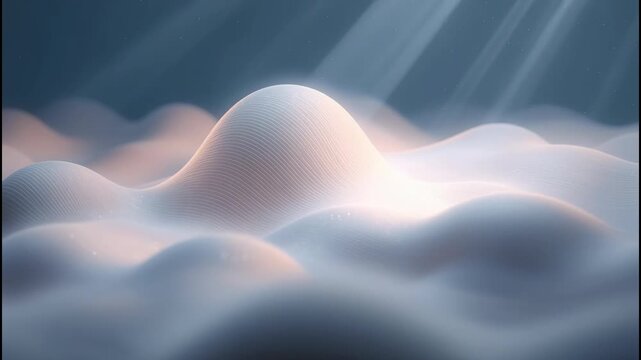 Soft glowing abstract hill and wave layers with subtle line glow and warm layered light