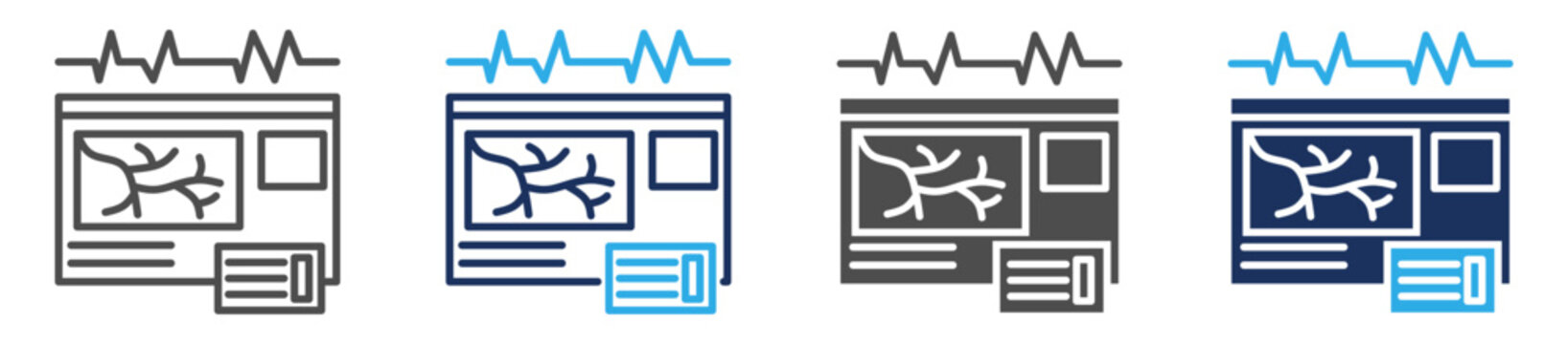 coronary angiogram icon set multiple concept
