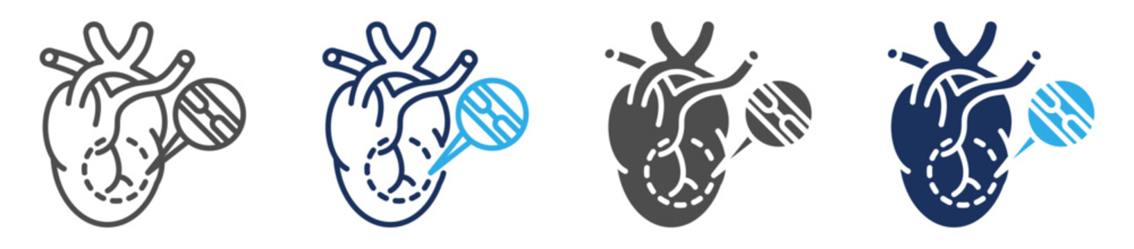 coronary arteries disease icon set multiple concept