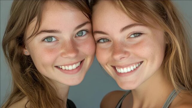 Two young women posing for a videograph together.