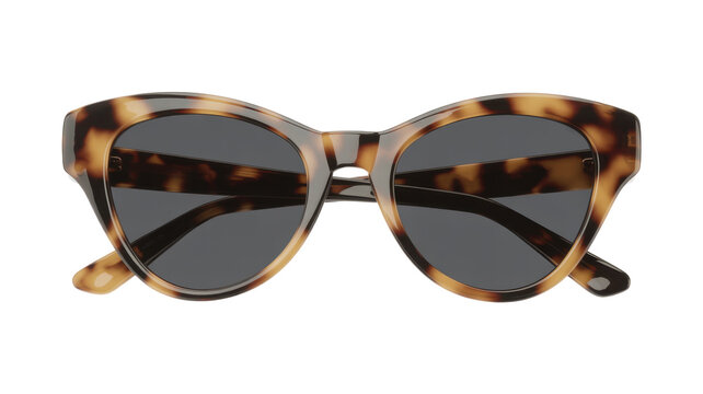 Tortoiseshell sunglasses with dark lenses eyewear fashion isolated on a transparent background