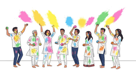 Fototapeta premium Joyful Friends Playing Colorful Powder Game
