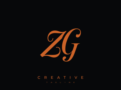 Elegant ZG Monogram Logo for Creative Branding, Feminine Calligraphy, Luxury Script and Wedding Stationery Design