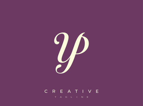 Elegant YP Monogram Logo for Creative Branding, Feminine Calligraphy, Luxury Script and Wedding Stationery Design
