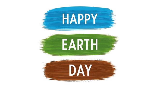 Happy earth day colorful brush stroke typography eco friendly celebration