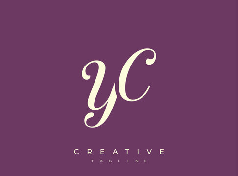 Elegant YC Monogram Logo for Creative Branding, Feminine Calligraphy, Luxury Script and Wedding Stationery Design
