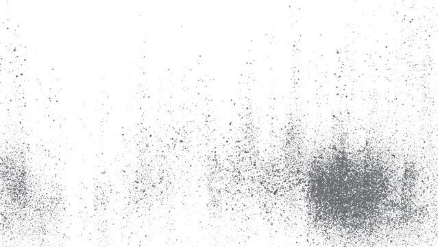 Monochrome dust and dirt grunge overlay. Aged rubbed texture with raster halftone effect. 