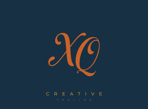 Elegant XQ Monogram Logo for Creative Branding, Feminine Calligraphy, Luxury Script and Wedding Stationery Design
