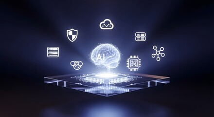 AI brain digital transformation futuristic tech innovation hologram