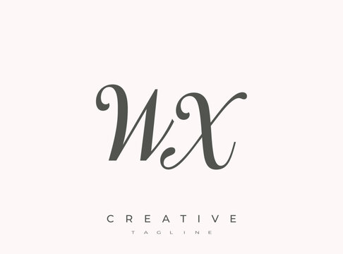 Elegant WX Monogram Logo for Creative Branding, Feminine Calligraphy, Luxury Script and Wedding Stationery Design