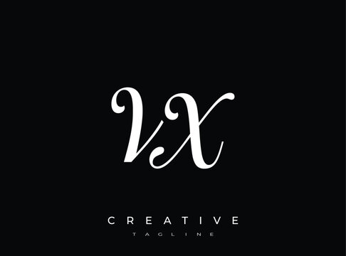 Elegant VX Monogram Logo for Creative Branding, Feminine Calligraphy, Luxury Script and Wedding Stationery Design