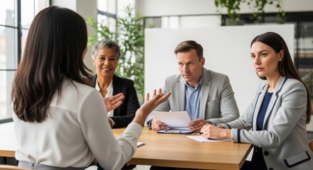 Obraz premium Professional team discussing project details in a meeting room