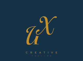Fototapeta premium Elegant UX Monogram Logo for Creative Branding, Feminine Calligraphy, Luxury Script and Wedding Stationery Design