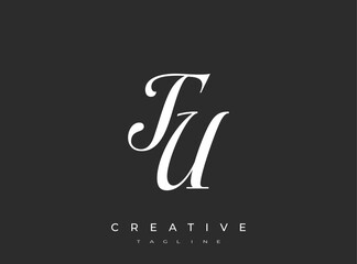 Obraz premium Elegant TU Monogram Logo for Creative Branding, Feminine Calligraphy, Luxury Script and Wedding Stationery Design