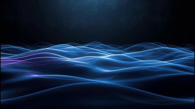 Glowing blue light wave pattern with subtle purple highlights evoking calm futuristic sea