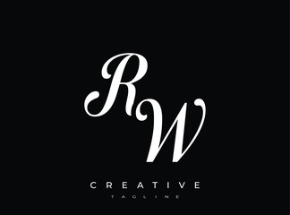 Obraz premium Elegant RW Monogram Logo for Creative Branding, Feminine Calligraphy, Luxury Script and Wedding Stationery Design