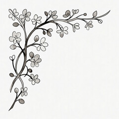 Cherry Blossom Branch Minimal Line Drawing