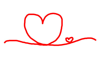 Heart love hand-drawn icon isolated on white background. Doodle heart love, Valentines Day, Red doodle heart vector illustration.
