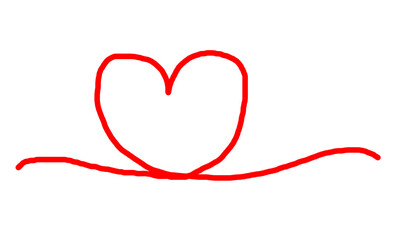 Heart love hand-drawn icon isolated on white background. Doodle heart love, Valentines Day, Red doodle heart vector illustration.