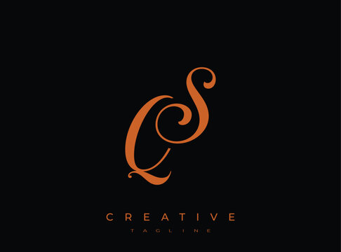 Elegant QS Monogram Logo for Creative Branding, Feminine Calligraphy, Luxury Script and Wedding Stationery Design