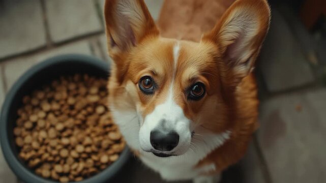 Fluffy breed of dog with brown and white coat.
