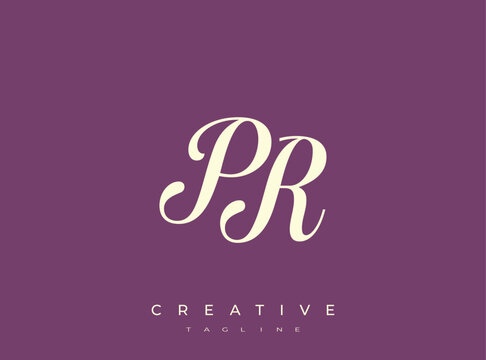 Elegant PR Monogram Logo for Creative Branding, Feminine Calligraphy, Luxury Script and Wedding Stationery Design