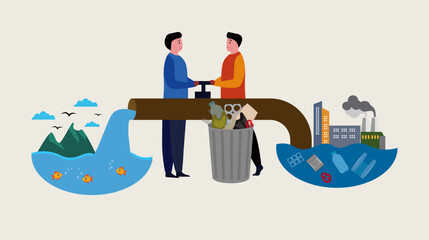 water pollution filtration illustration concept industrial natural