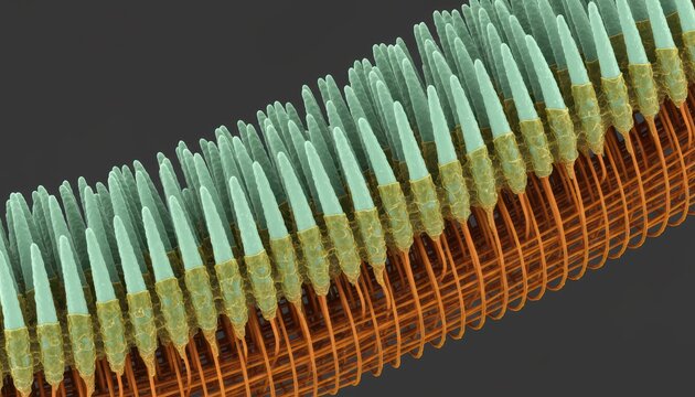 Detailed View Of Microvilli Actin Core Ion-Abrasion Scanning Electron Micrograph For Biomedical Science And Nutritional Study