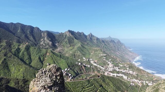 Remote mountain village Taganana Tenerife Spain drone,aerial