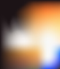 A vibrant abstract painting with bold strokes of orange, white, and blue