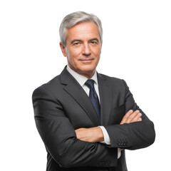 Confident business executive in sharp black suit showcasing leadership and professionalism