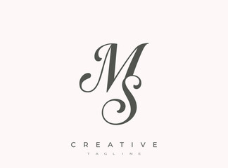 Elegant MS Monogram Logo for Creative Branding, Feminine Calligraphy, Luxury Script and Wedding Stationery Design © Mahamud