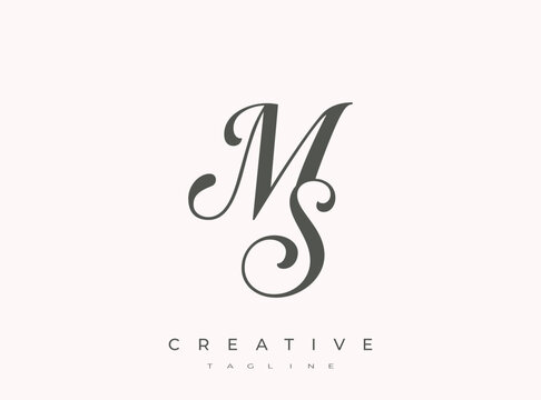 Elegant MS Monogram Logo for Creative Branding, Feminine Calligraphy, Luxury Script and Wedding Stationery Design