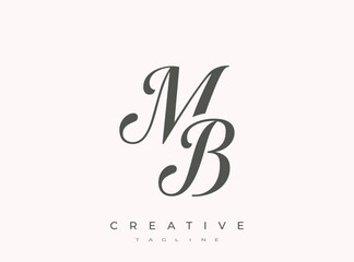 Obraz premium Elegant MB Monogram Logo for Creative Branding, Feminine Calligraphy, Luxury Script and Wedding Stationery Design